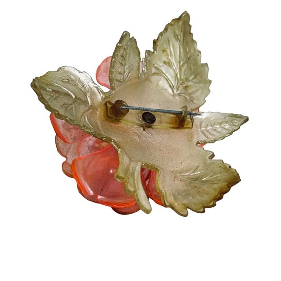 Vintage Pair Of Plastic Flower Brooches With Floral Bouquet & Rose Design (5771) - Picture 10 of 11